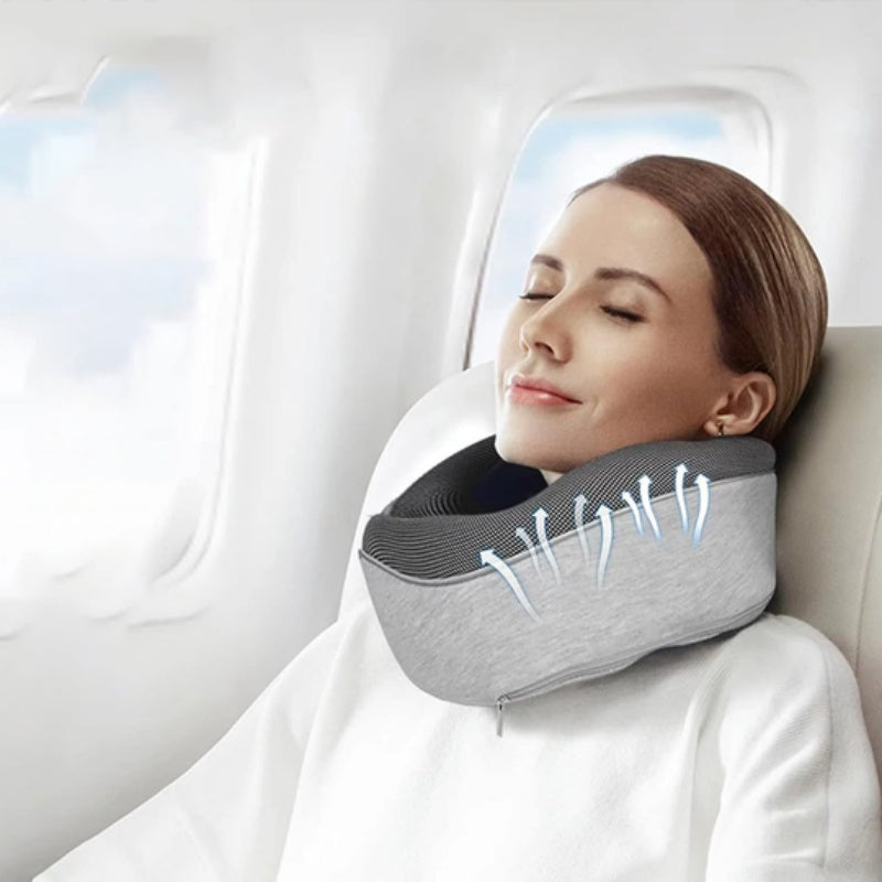 Memory Foam Travel Neck Pillow – Durable U-Shape Airplane Cushion
